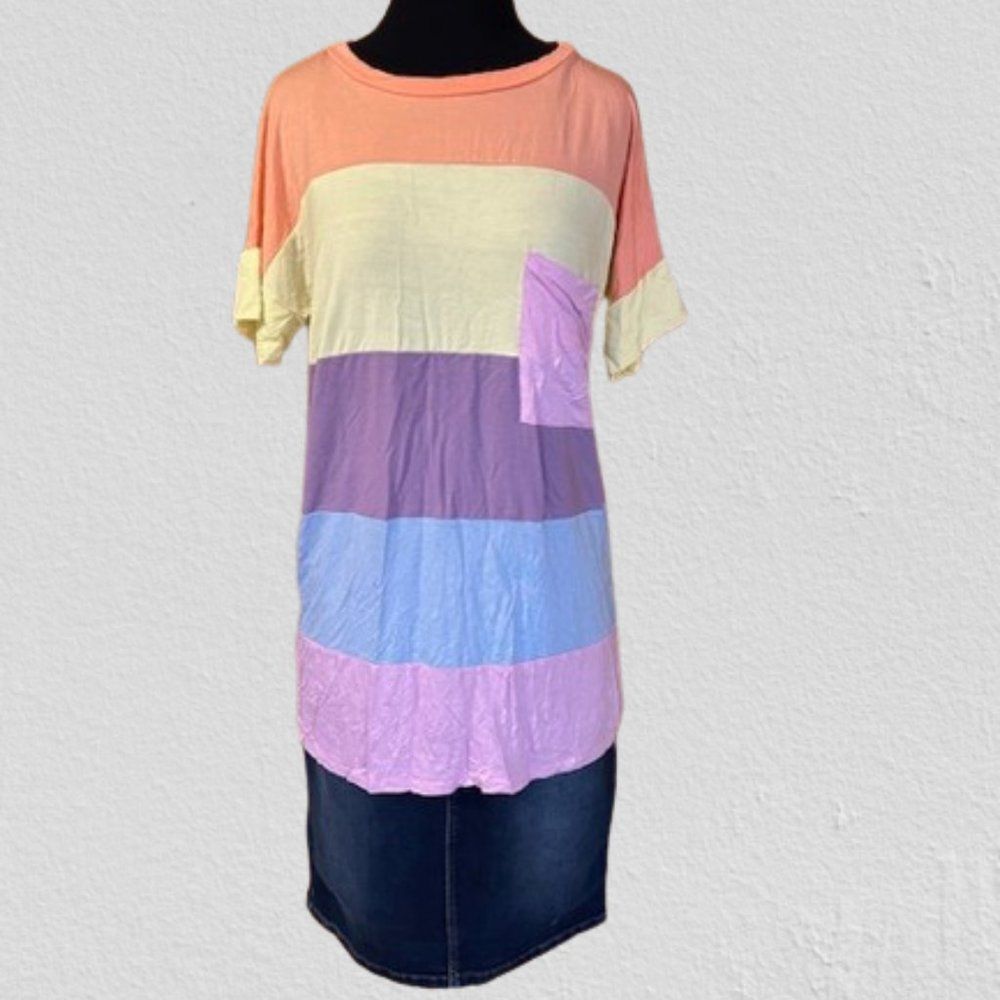 Vanilla Bay Spring Color Block Oversize Top 4235 Small NWT Boutique
